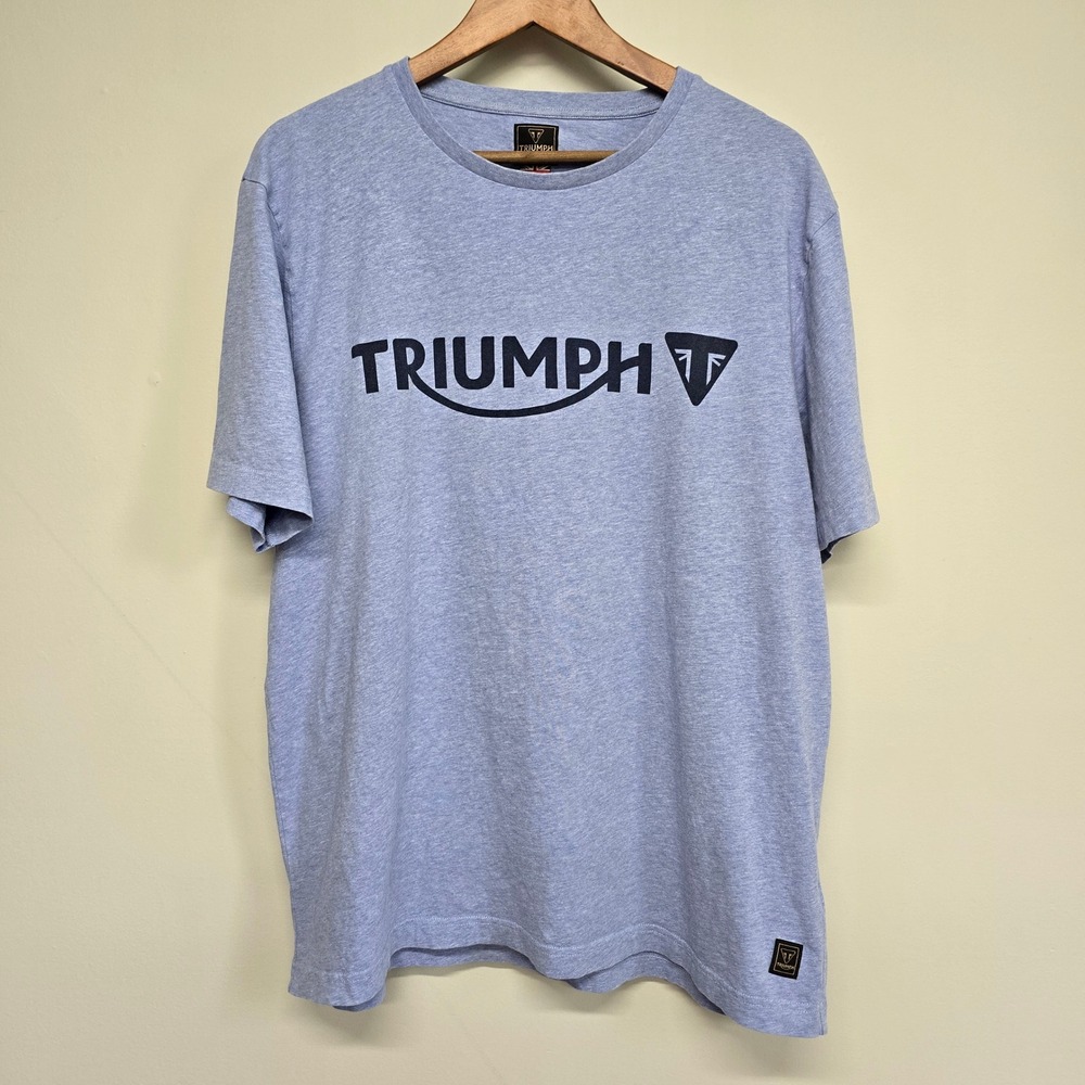 Triumph Motorcycles Cartmel T-Shirt Mens XXL Blue Logo Graphic Tee Biker Moto